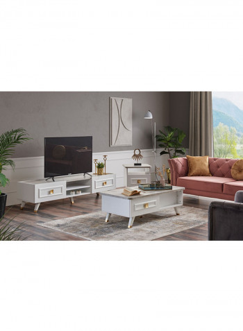 Ivanka End Table With Drawer White/Gold 49.8x55.5x49.8centimeter