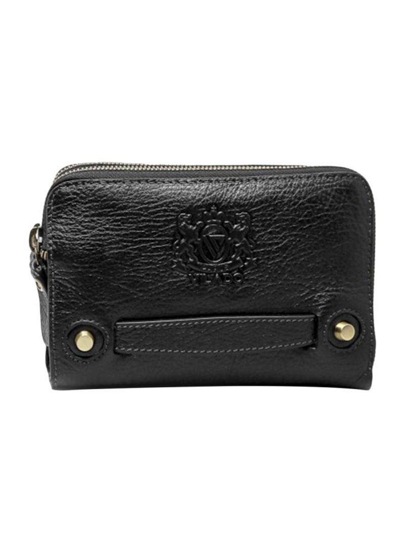 Zippered Leather Wallet Black