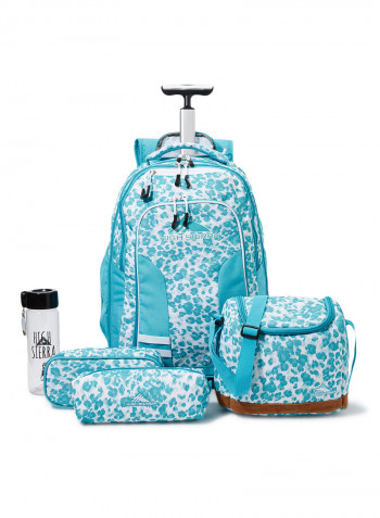 5 Piece Blaise Wheeled Backpack Set Blue