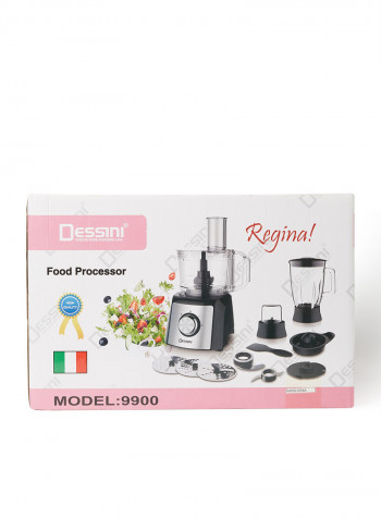 محضر طعام 600 وات 9900-food processor فضي/أسود/شفاف