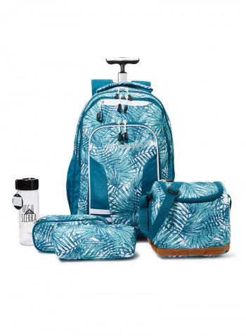 5 Piece Blaise Wheeled Backpack Set Green