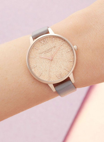 Women's Leather Strap Glitter Dial Analog Watch OB16GD45