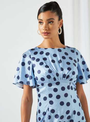 All-Over Print Bodycon Dress Blue