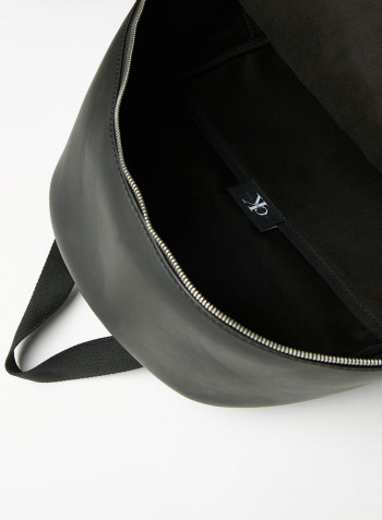 Contrast Stripe Faux Leather Backpack Black
