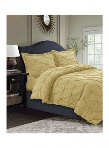 3-Piece Duvet Cover Set Polyester Gold