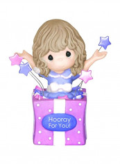 Girl In Box Figurine Purple/Pink 3.5 x 2.2 x 4.6inch