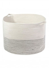 Portable Cotton Rope Laundry Basket White/Black 21.7x13.8x21.7inch