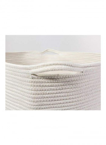 Portable Cotton Rope Laundry Basket White/Black 21.7x13.8x21.7inch