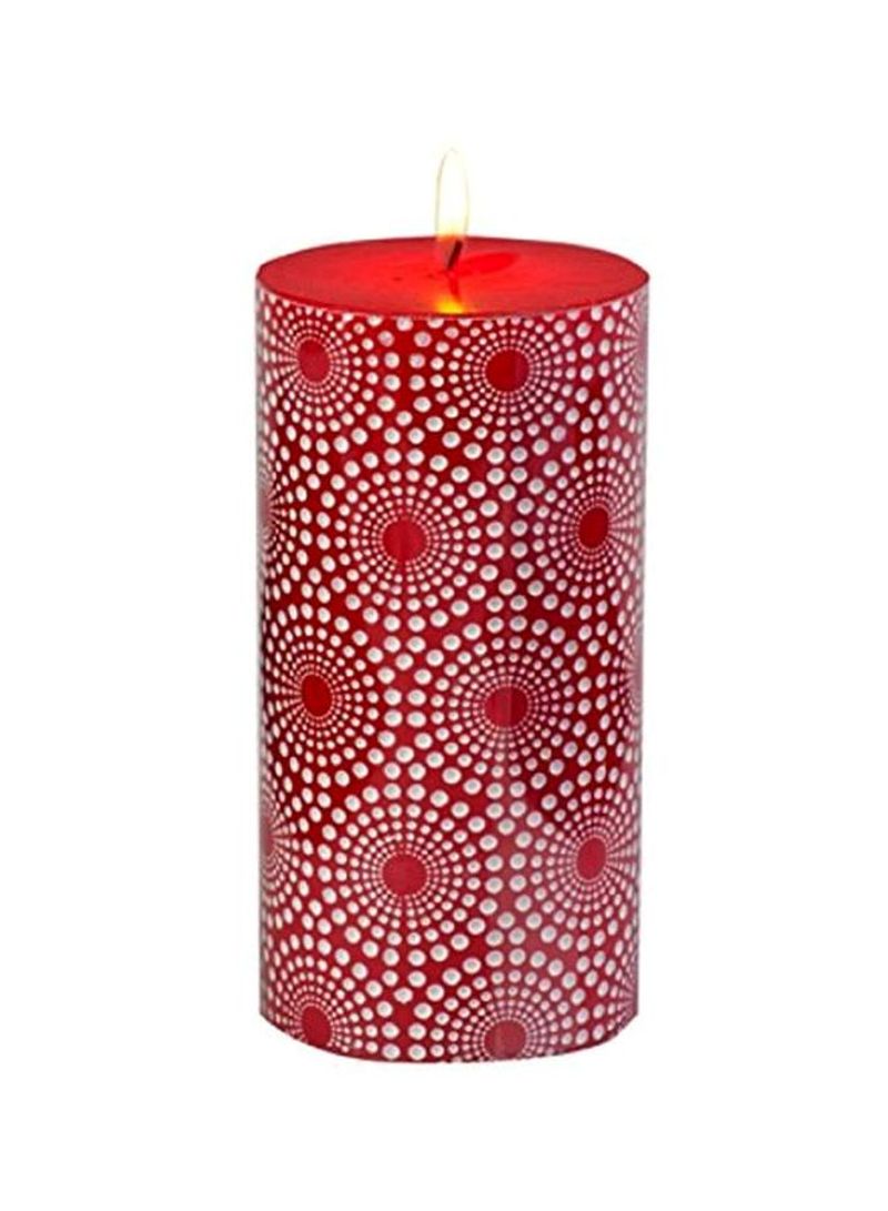 Pack Of 4 Metallic Snowflake Pillar Candle Red/White 3x6inch