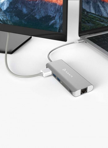 USB 3.1 USB Type C 6-Port Hub With 4K And Ethernet Silver