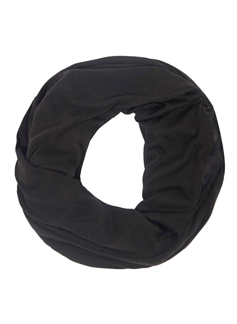 Zippered Travel Scarf 07 Black Solid