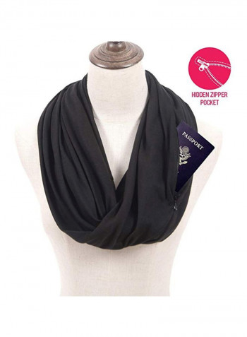 وشاح بسحاب مصمم للسفر 07 Black Solid
