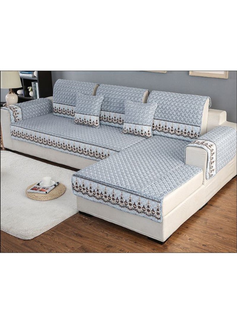 Anti-Skidding Sofa Slipcover Blue/Brown