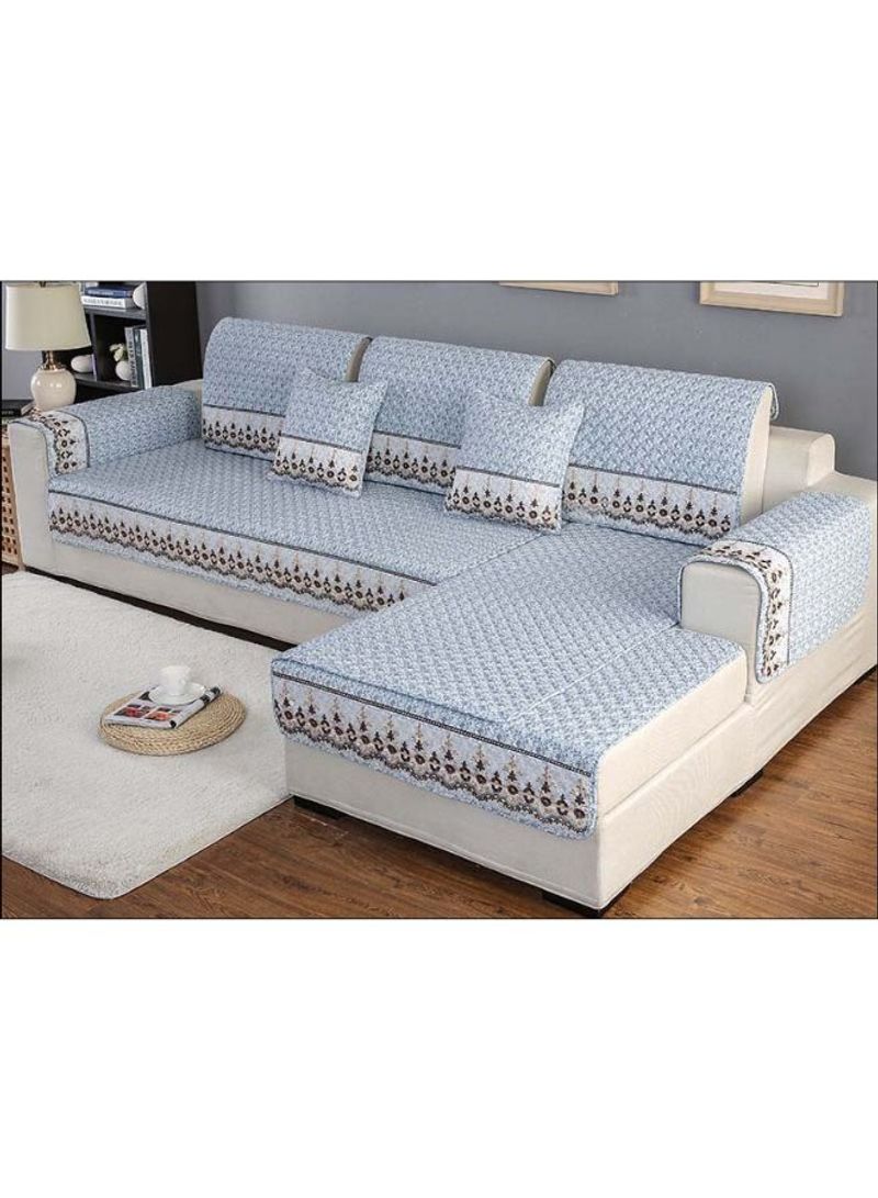 Simple Anti-Skidding Sofa Slipcover Light Blue/Beige/Brown