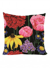 Midnight Floral Needlepoint Kit Black/Pink/Yellow