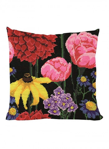 Midnight Floral Needlepoint Kit Black/Pink/Yellow