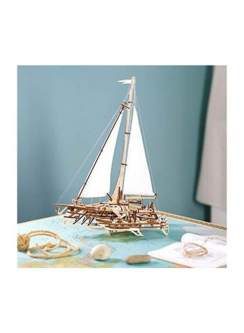 3D Wooden Mechanical Trimaran Merihobus Sailboat Model Craft Kit