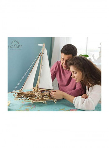 3D Wooden Mechanical Trimaran Merihobus Sailboat Model Craft Kit