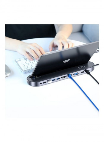 Multi-Function HUB With Laptop Stand Base Black