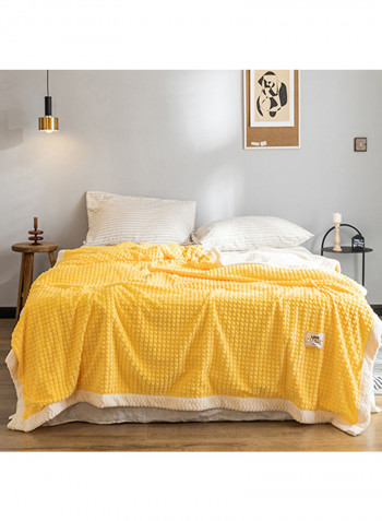 Warm Lattice Thickened Flannel Blanket Cotton Yellow 180x200centimeter