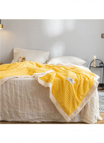 Warm Lattice Thickened Flannel Blanket Cotton Yellow 180x200centimeter