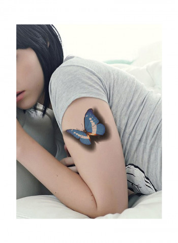 3-Piece Butterfly Floral Design Waterproof Temporary Tattoo Sticker Set