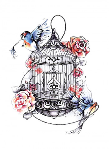 Bird Floral Waterproof Temporary Tattoo Sticker