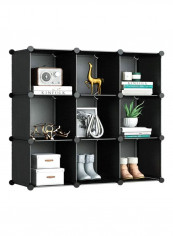 9 Cube Foldable Storage Cabinet Black 117x37x111cm