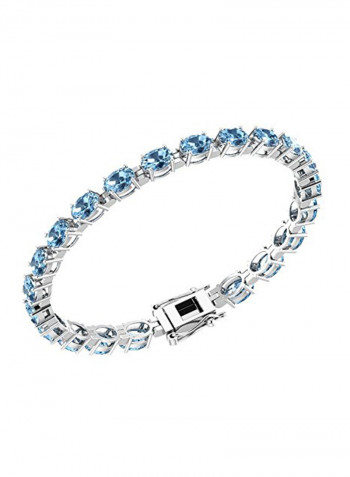 925 Sterling Silver 10.77 Cttw Topaz Studded Tennis Bracelet