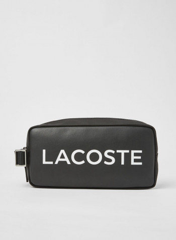 Logo Leather Toiletry Bag Black