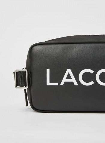Logo Leather Toiletry Bag Black