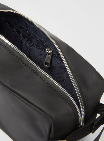 Logo Leather Toiletry Bag Black
