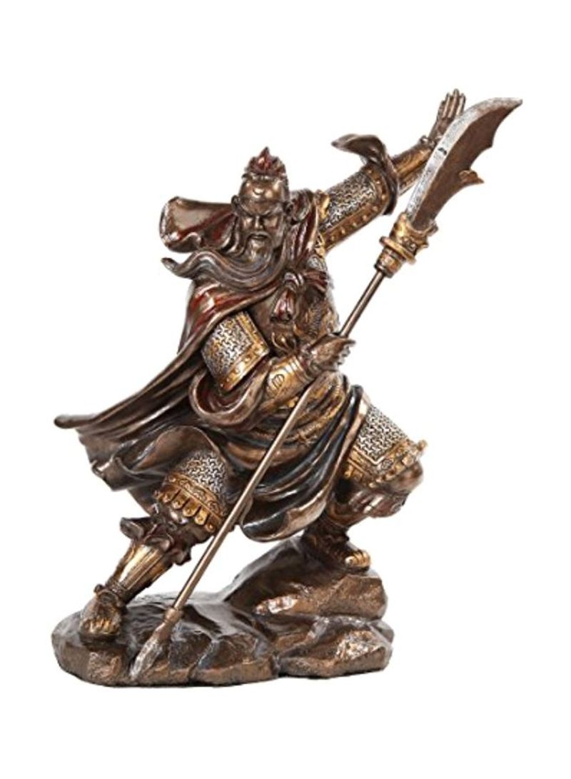 Guan Yu Chinese Fighting Warrior Resin Statue Figurine Brown/Gold 13x8.5x5.5inch