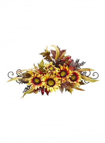 Sunflower Swag With Metal Frame Yellow/Red/Brown