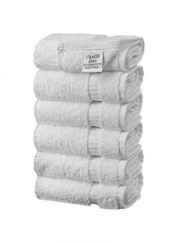6-Piece Dobby Border Hand Towels White 27x54inch