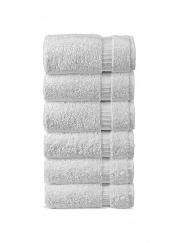 6-Piece Dobby Border Hand Towels White 27x54inch