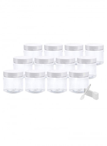 Pack Of 12 Refillable Travel Jar With Spatulas Clear/White
