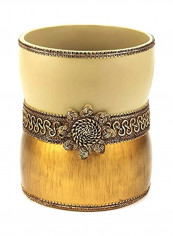 Resin Waste Basket Gold/Beige 5x7x3inch