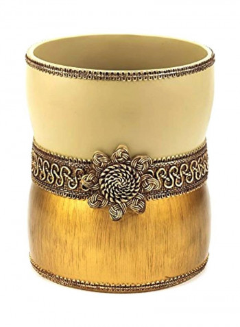 Resin Waste Basket Gold/Beige 5x7x3inch