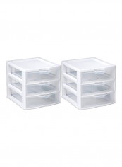 Pack Of 2 Mini 3-Compartment Drawer Set White 5.1x8.8x21inch reviews Pack Of 2 Mini 3-Compartment Drawer Set White 5.1x8.8x21inch