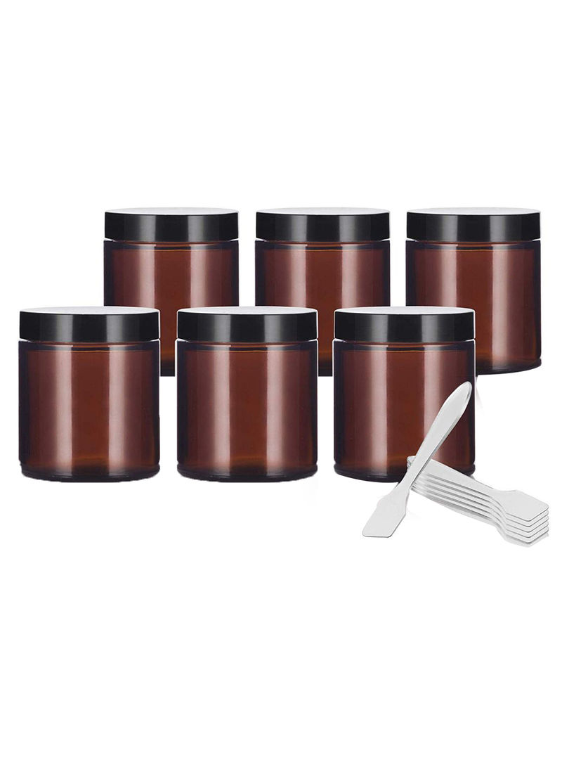 12-Piece Amber Straight Sided Jar With Spatula Set Dark Brown