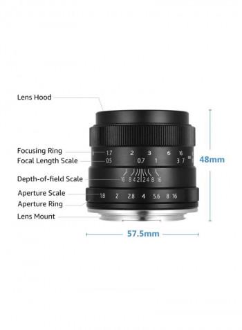 F1.8 Digital Camera Lens Large Aperture Black