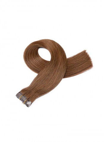20-Piece Tape-In Straight Remy Hair Extensions Brown 22inch