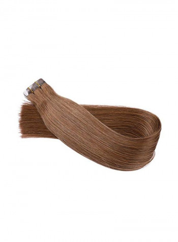 20-Piece Tape-In Straight Remy Hair Extensions Brown 22inch