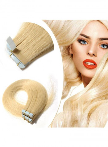 40-Piece Long Straight Human Hair Extension With Double Sided Tape #613 Bleach Blonde 14inch