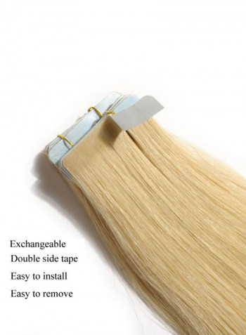 40-Piece Long Straight Human Hair Extension With Double Sided Tape #613 Bleach Blonde 14inch