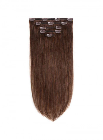 5-Piece Straight Clip In Human Hair Extension Medium Brown #4 20inch