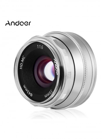 Multilayer Film  Manual Focus Camera Lens 3.5cm Silver/Black