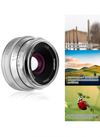Multilayer Film  Manual Focus Camera Lens 3.5cm Silver/Black