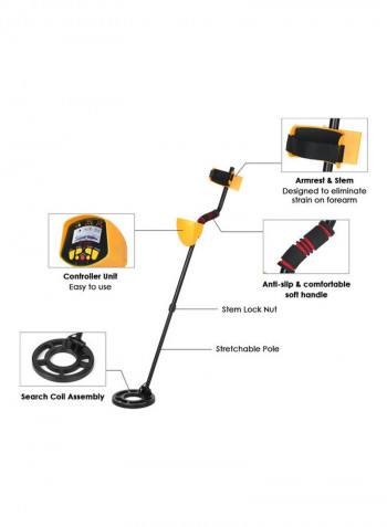 Waterproof Metal Detector With Shovel And Rake Yellow